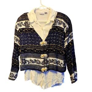 Vintage 80's Freestyle layered look blouse size XL